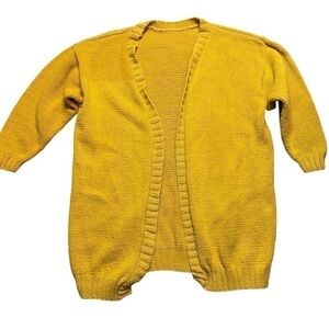 VINTAGE CHUNKY GOLDEN YELLOW KNIT LONG CARDIGAN